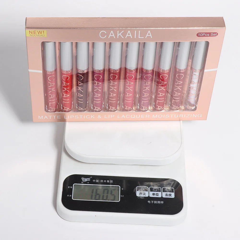 NEW Arrivals 10PCS/Set Nude Lip Gloss Matte Velvet Lipstick Waterproof Long-lasting Liquid Lipstick Women Moist Lip Tint Ladies Cosmetic Supplies