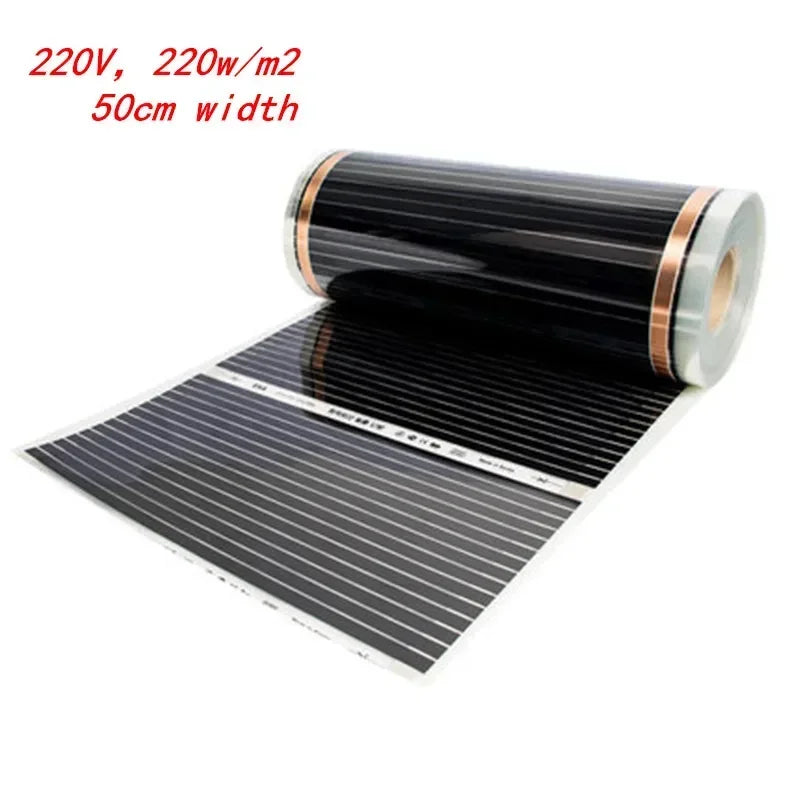 NEW Arrivals AC-220V Infrared Underfloor Heating Film 220w/m2 Warm Mat with Clamps Insulation Pastes Home Winter Heating Supplies