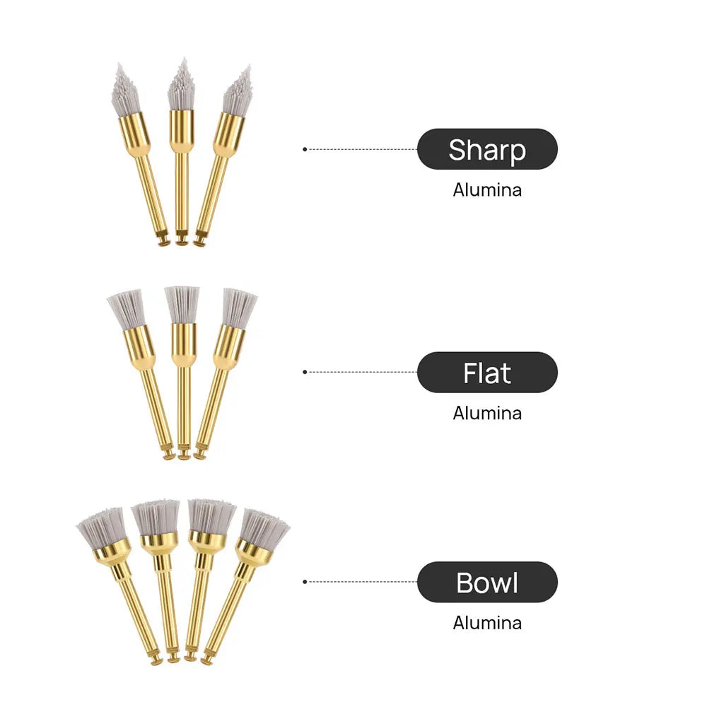 10pcs Dental Polishing Brush Aluminium Oxide/Silicon Carbide Polishing Prophy Brushes For Contra Angle Handpiece