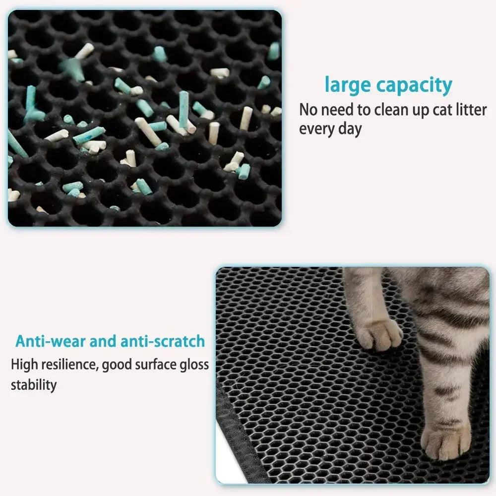 NEW Arrivals S-XL( 60X90CM) 6 Colors Cat Litter Mat Waterproof Urine Proof Kitty Litter Mat Honeycomb Double Layer Litter Box Mat Skidproof Soft EVA Cat Litter Mat Pets Hygiene Supplies