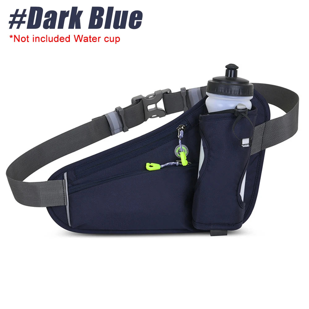 NEW Arrivals 6 Colors Waterproof Running Waist Bag Cycling Bumbags with Water Bottle Holder Travel Walking Dog Sport Waist Bag& Reflective Strips