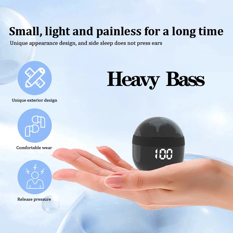 SK Tumbler Headphones Wireless Bluetooth Headset Sleep Work Sport Invisible Earbuds With Mic HD HIFI Bass Sound Quality Earphone