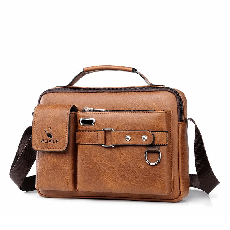 Leather Fashion Men's Shoulder Bag Portable Leather Handbag Business Briefcase Travel Man Crossbody Bags Brand High Quality Men Bags