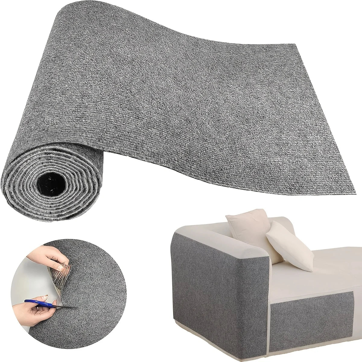 1 Piece of Self-Adhesive Cat Scratching Pad, Wear-Resistant Corner Pad, Multifunctional Self-Adhesive Carpet, Cat Climbing Frame, Cat Scratching Board, Stair Pad, Durable Furniture Protective Cover, Cuttable Sofa, Chair and C