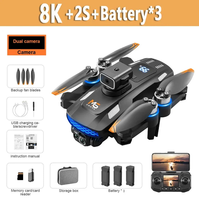 NEW Xiaomi MIJIA M6 Drone + 2 Batteries Professional 8K Camera Drone 5G WI-FI FPV UAV With Screen Remote Control RC Drone Avoidance Aerial Quadcopter