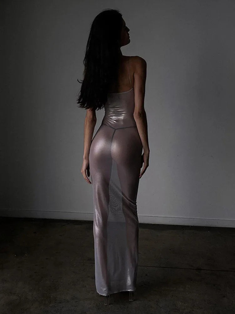 NEW Arrivals Sexy See Through Maxi Dress Women Sexy Strappy Dresses Body-Shaping Female Stunning Hipster Spring Summer Evening Beach Party Night Club Outfits Maxi Dress