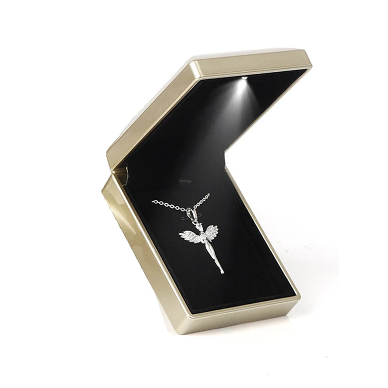LED Lighted Bracelet Ring Necklace Luxury Box Storage Organizer Pendant Box Case Package For Anniversary And Display Engagement Gift Wedding Accessories Jewelry Supplies