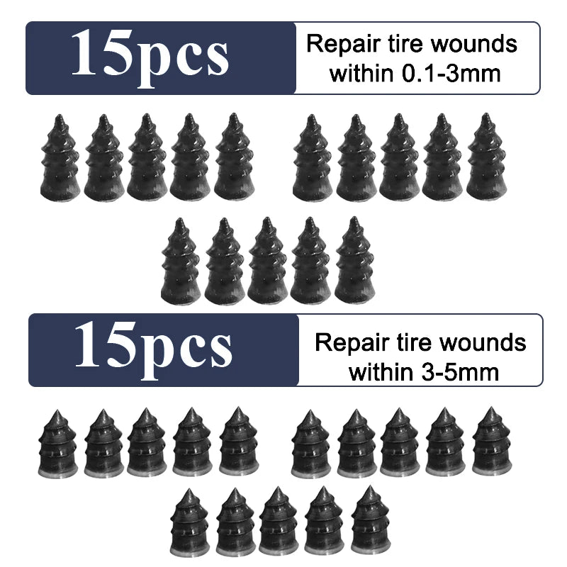 10Pcs Car Tyre Repair Rubber Nail Set Universal Car Motorcycle Tyre Repair Nails Truck Scooter Bike Tire Puncture Repair Tool