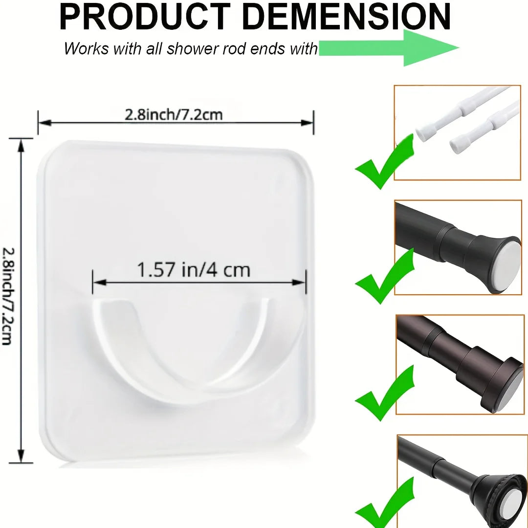 8PCS Set Premium Telescopic Rod Bracket Strong Adhesive Shower Curtain Rod Holder Wall Mount Space-Saving for Bathroom Wardrobe Home Bathroom Tools Sets