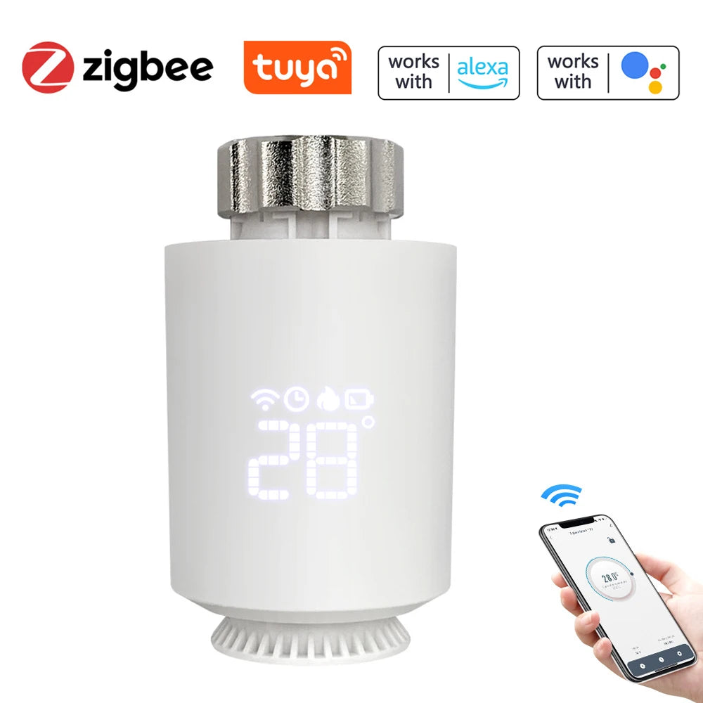 TUYA App Smart ZigBee TRV Radiator Actuator Valve Thermostatic Radiator Valve Temperature Controller Support Alexa Google Home