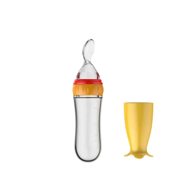 NEW Arrivals Safe Useful Silicone Baby Bottle With Spoon Food Supplement Rice Cereal Bottles Squeeze Spoon Milk Feeding Bottle Cup