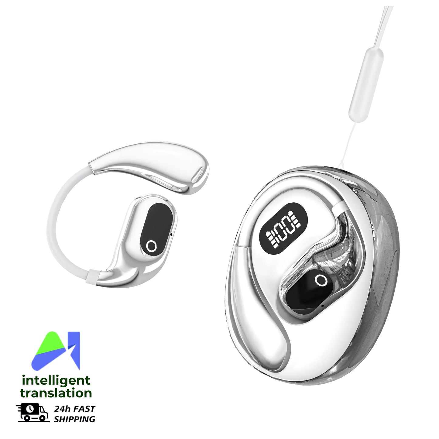 NEW Arrivals AI Translator Earphones 144 Languages Translation Headphones Wireless Bluetooth Headset for Business Office Travel Aboard Sport Earbuds