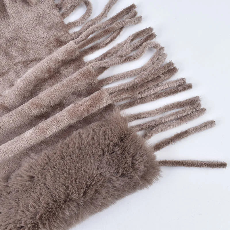 Winter New Solid Color Shawl Warm Women's Wool Neck Scarf Shawl Dual purpose Thickened Dress Shawl