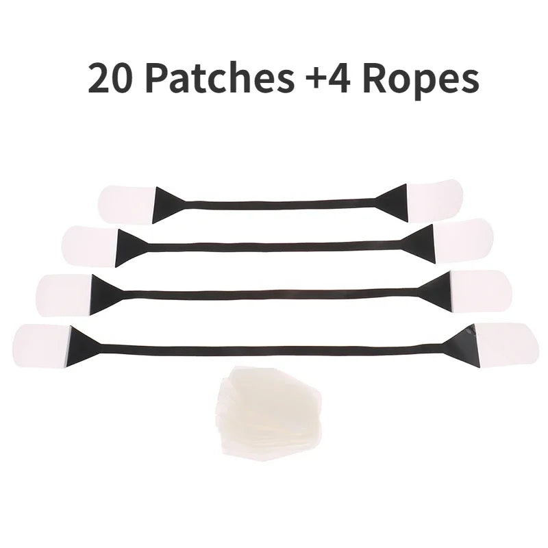 NEW 20PCS + 4 Ropes Set Black/Beige Color Face Stickers Neck Eye Lifter Sticker Wrinkles Removal Anti Aging Patch Face Lift Tape Invisible Facial Slimming Tape Wrinkle Removal Sticker Women Beauty Salon Supplies