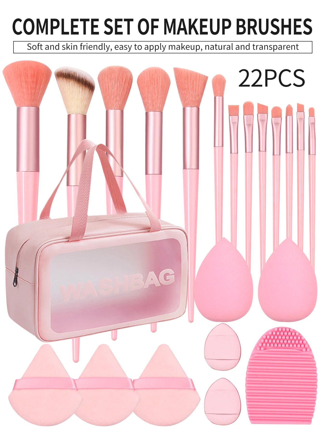 30PCS Pink/Black Combo Kit Multi-Functional Zipper Cosmetic Bag (Waterproof) Makeup Tools Set Ladies Luxury Cosmetics Accessories Products