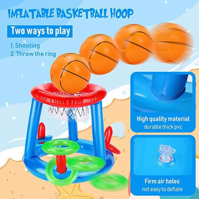 NEW Arrivals Adults Children Inflatable Toys Swimming Pool Beach Party Accessories Inflatable Bowling Ring Throwing Ferrule Game Set Floating Toys Beach Fun Summer Water Sports Supplies