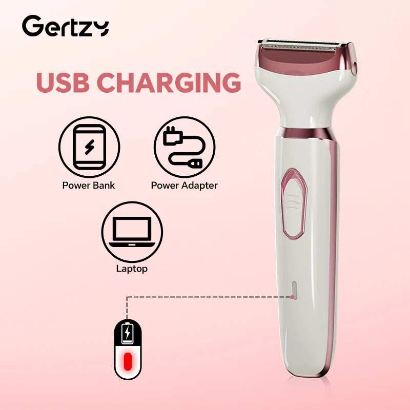 NEW 4-in-1 Set Rechargeable Electric Razor for Women - Face, Nose, Legs, Underarm, Bikini Trimmer - Wet & Dry, Painless Grooming Kit