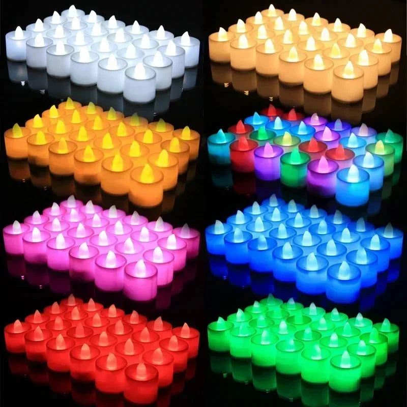 NEW Arrivals 24-48PCS Set Heart-Shape Led Candle Battery-Power Tealight Flameless Electronic Candles Christmas Wedding Party Romantic Atmosphere Decoration Table Lamps