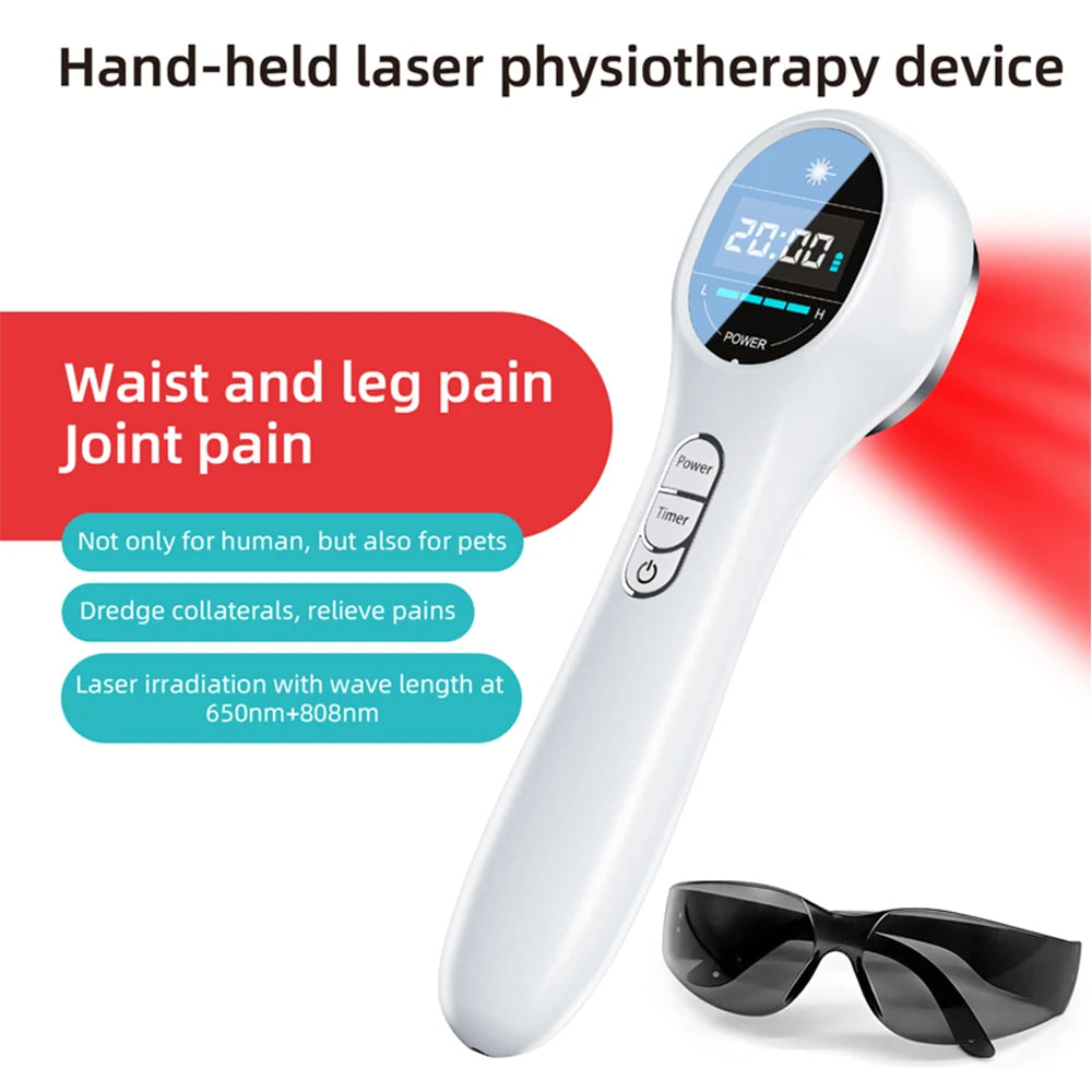 Semiconductor Laser Physiotherapy Instrument 650nm 808nm Red Light Physiotherapy Massage Device for Relief Joint and Muscle Pain