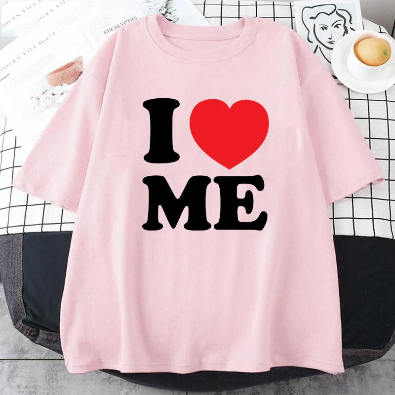 NEW Arrivals S-3XL UK Plus Size 4 Colors Women/Men Summer I Love Me Red Heart Myself T Shirts Graphic Cotton Streetwear Short Sleeve Birthday Gifts T-shirt Streetwear Clothing