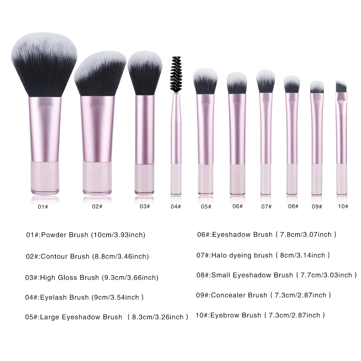 10Pcs Mini RT Makeup Brush Set Powder Eyeshadow Foundation Blush Blender Concealer Beauty Makeup Tools Brush Professional