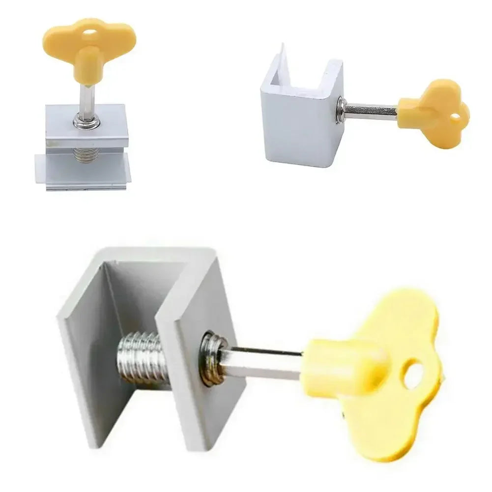 Babies Kids Pets Double Holes Door Shutter Safety Lock Restrictor Sliding Doors Windows Stopper Restrictor Window Security Key Lock Child Safety Anti-Theft Door Stopper