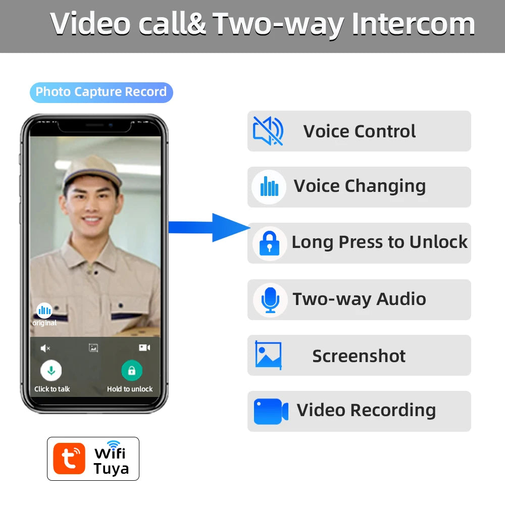 NEW Arrivals P8 TUYA App Wi-Fi Smart Lock, 21 Languages, Remote Video Call Intercom, Face-Palm IC Card Unlock, Black/Gray Anti Theft Top Quality Security System Home Apartments Office Security Supplies