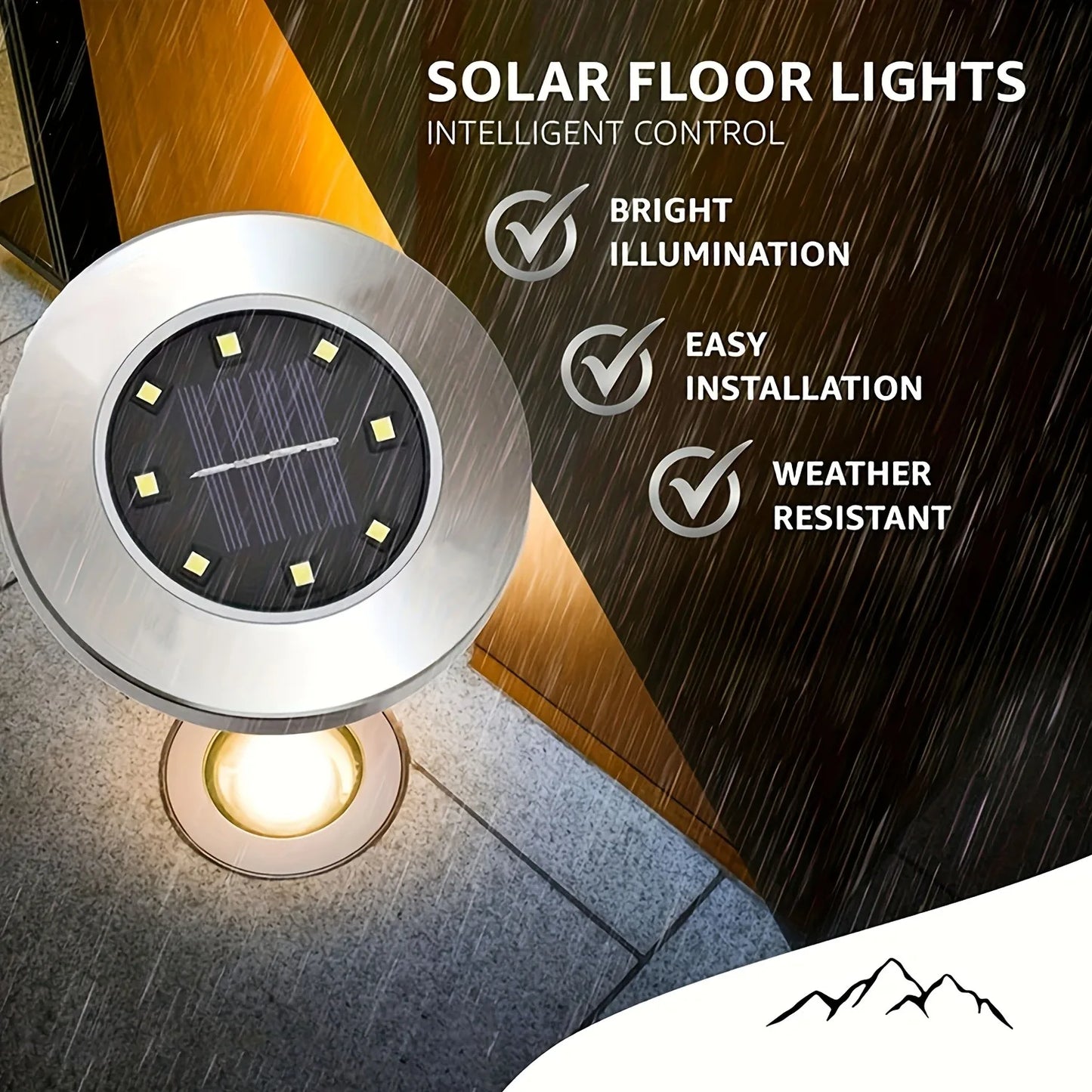 NEW Arrivals 8PCS Set LED Solar Ground Lights Outdoor Step Lights Warm/Cool White Solar Lights Decorative Landscape Lights for Paths Gardens Lawns Home Outdoor Garden Supplies