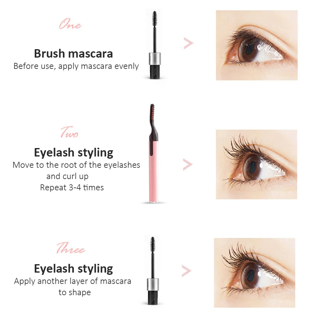 Electric Eyelash Curler Long-lasting Curling Perm Heating Eyelash Curling Brush Ironing Eyelash Comb Eyelash Styling Makeup Tool