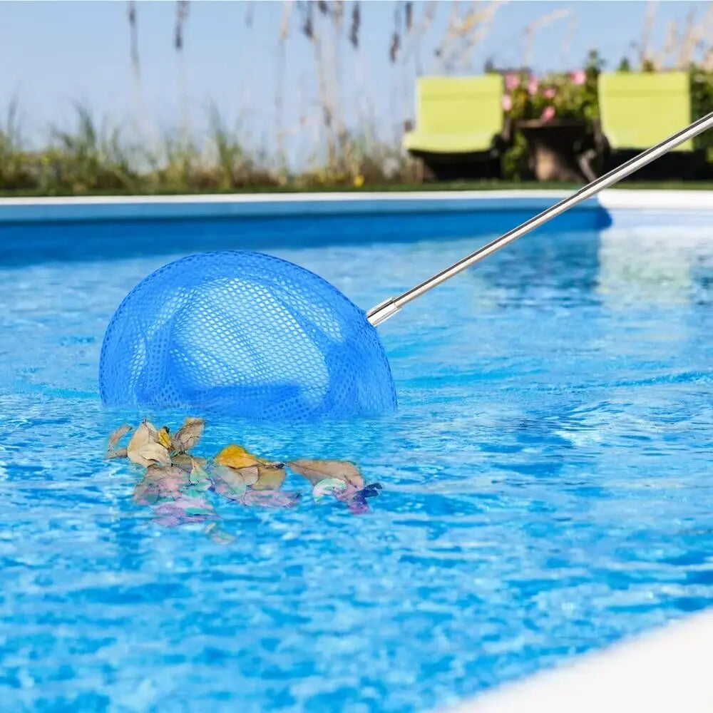 New Telescopic Swimming Pool Net Rake Clear Cleaner Scoop Leaf Stainless Steel Skimmer Mesh Frame Kids Outdoor Fish Nett