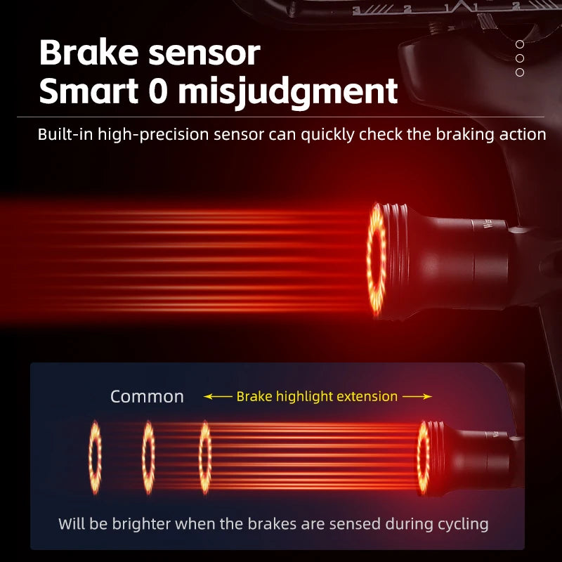 NEW 500mAH Bike Smart Induction Taillight Bright LED Lamp Beads Rear Light MTB Road Bike Waterproof Aluminum Alloy Tail Light Bicycle Lighting Accessories Sports Supplies