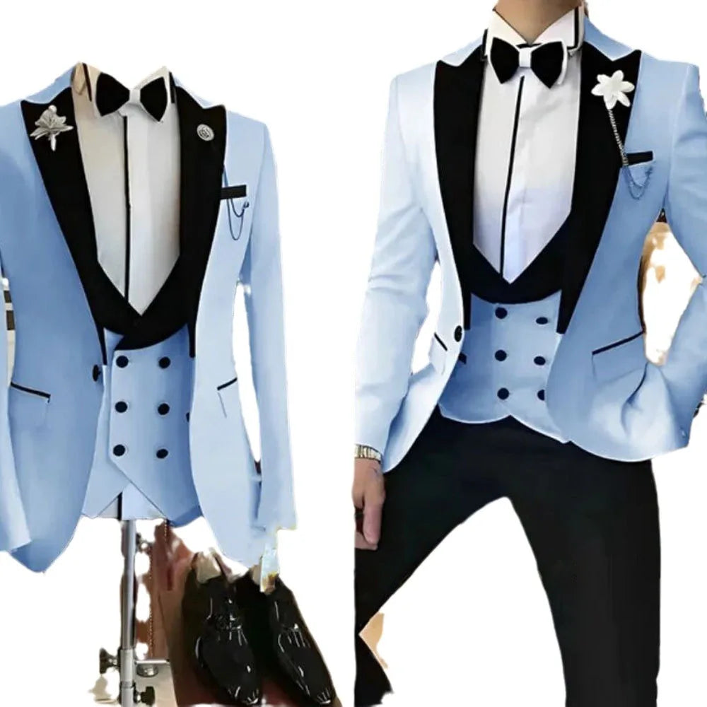 Low-Price Sales are Limited NEW 3PCS Set S-6XL PLUS SIZE 7 Colors Business Blazer Wedding Costume Men's Suit Groom Best Man Wedding Banquet Suit Men Luxury Fashion Clothing Supplies