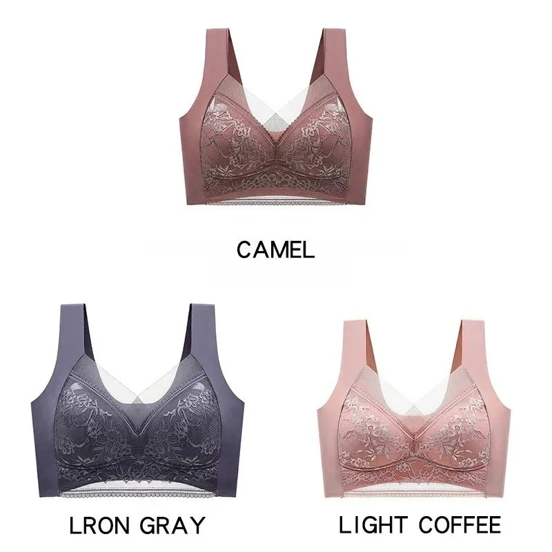 NEW Arrivals 3PCS Set 6 Colors/Patterns L-6XL(115KG) Women's Push Up Bralette Wireless Bras - 5cm Natural Lift, Seamless Lace Plus Size No Underwire Comfort