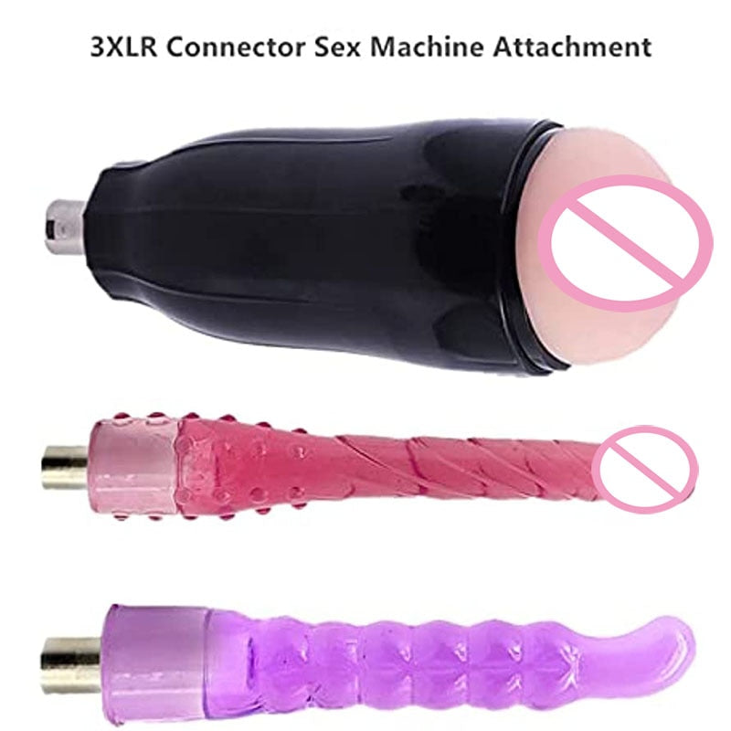 Automatic Sex Machine Dildos Attachment 3XLR Connector with Male Masturbator Cup Realistic Pussy Pocket Sex Toys for Men Women