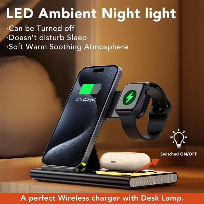 NEW Arrivals 300W Foldable 3 In 1 Wireless Charger Stand Pad Desktop Fast Charging Station For iPhone 16 15 14 13 Samsung Apple Watch Air Pods Mobile Phones Accessories Electronic Supplies