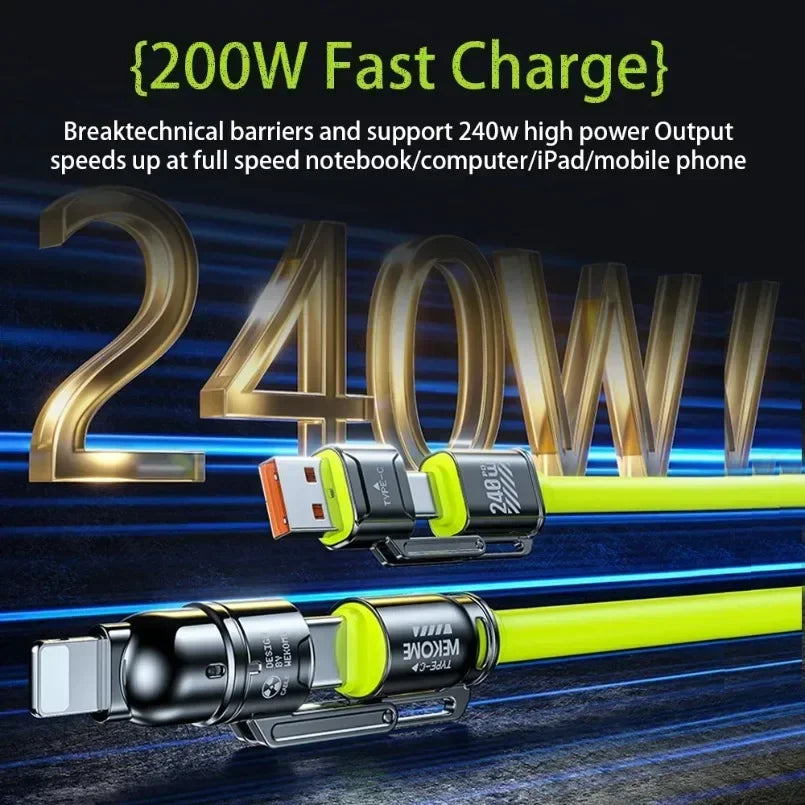 NEW Arrivals 4-in-1 Set Cable 240W Super Fast Charging Data Transfer for iPhone 16 15 14 13 12 Pro iPad Notebook Tablet Mobile Cell Phone Samsung Laptop Mobile Phones Accessories