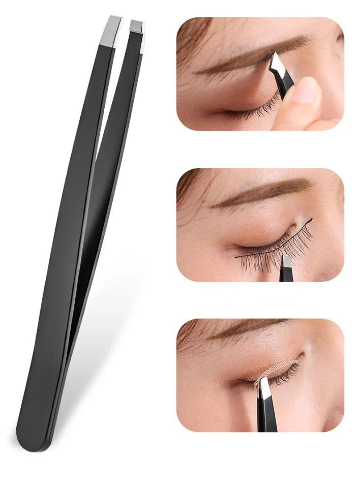 NEW Arrivals 10PCS Set Black Precision Eyebrow Tweezers Stainless Steel Eye Brow Tools Professional Facial Hair Removal Shaping Makeup Tool Kit Women Beauty Salon Cosmetic Accessories