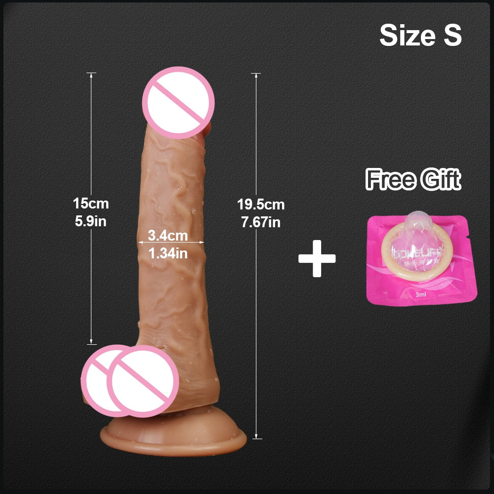 22.5cm Realistic Dildo Cock for Women Anal Sex Toys Huge Big Fake Penis with Suction Cup Flexible G-spot Curved Shaft and Ball