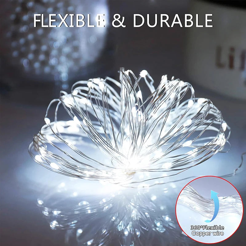 NEW Solar Fairy String Lights Outdoor LED Garden Christmas Decor Garland Light For Xmas Halloween Thanksgiving Wedding