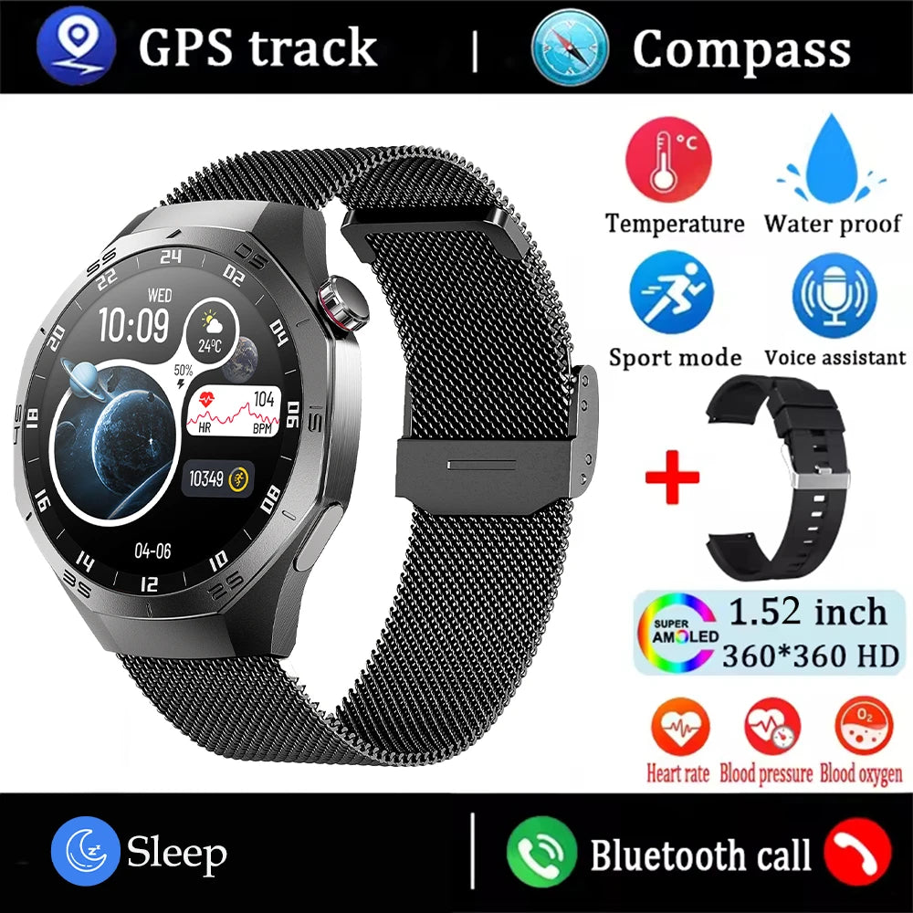 NEW 5 MAX RAM/ROM 128MB For Android and IOS Smart Watch Men AMOLED Screen GPS Motion Trajectory Heart Rate Bluetooth Calls Smart Watch Waterproof Women Men Smart Wrist Watch Health Care Sports Supplies