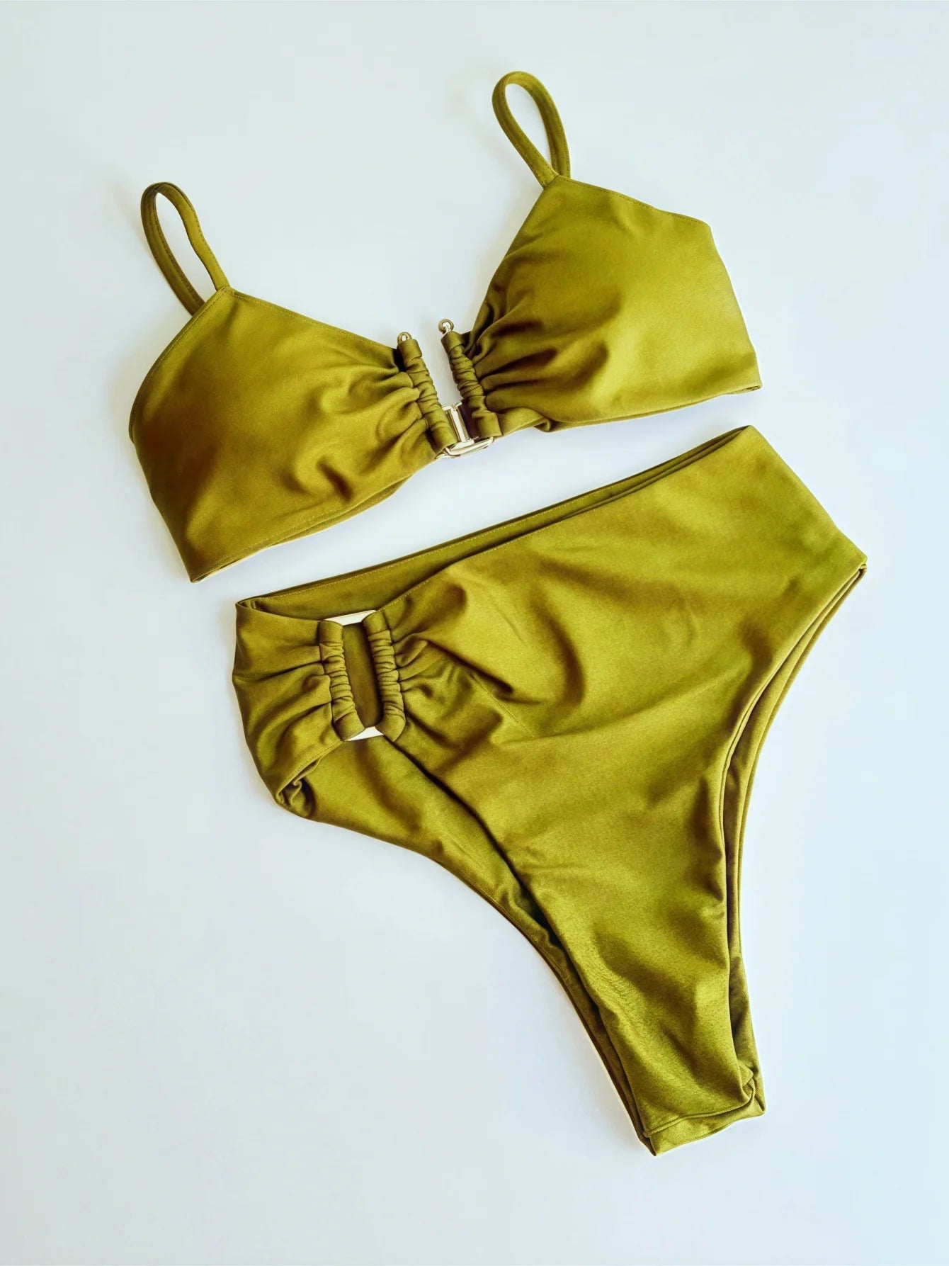 NEW Arrivals 2PCS Set UK Size 4 Colors V-Shaped Padded Female Swimsuit High Waist Bikini Women Swimwear Bikini Suit Bather Bathing Ladies Suit