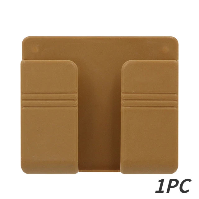 NEW 4PCS Set White/Brown Color Multifunction Punch Free Wall Mounted Storage Box Organizer TV Remote Control Mounted Mobile Phone Plug Charging Holder Bathroom Home
