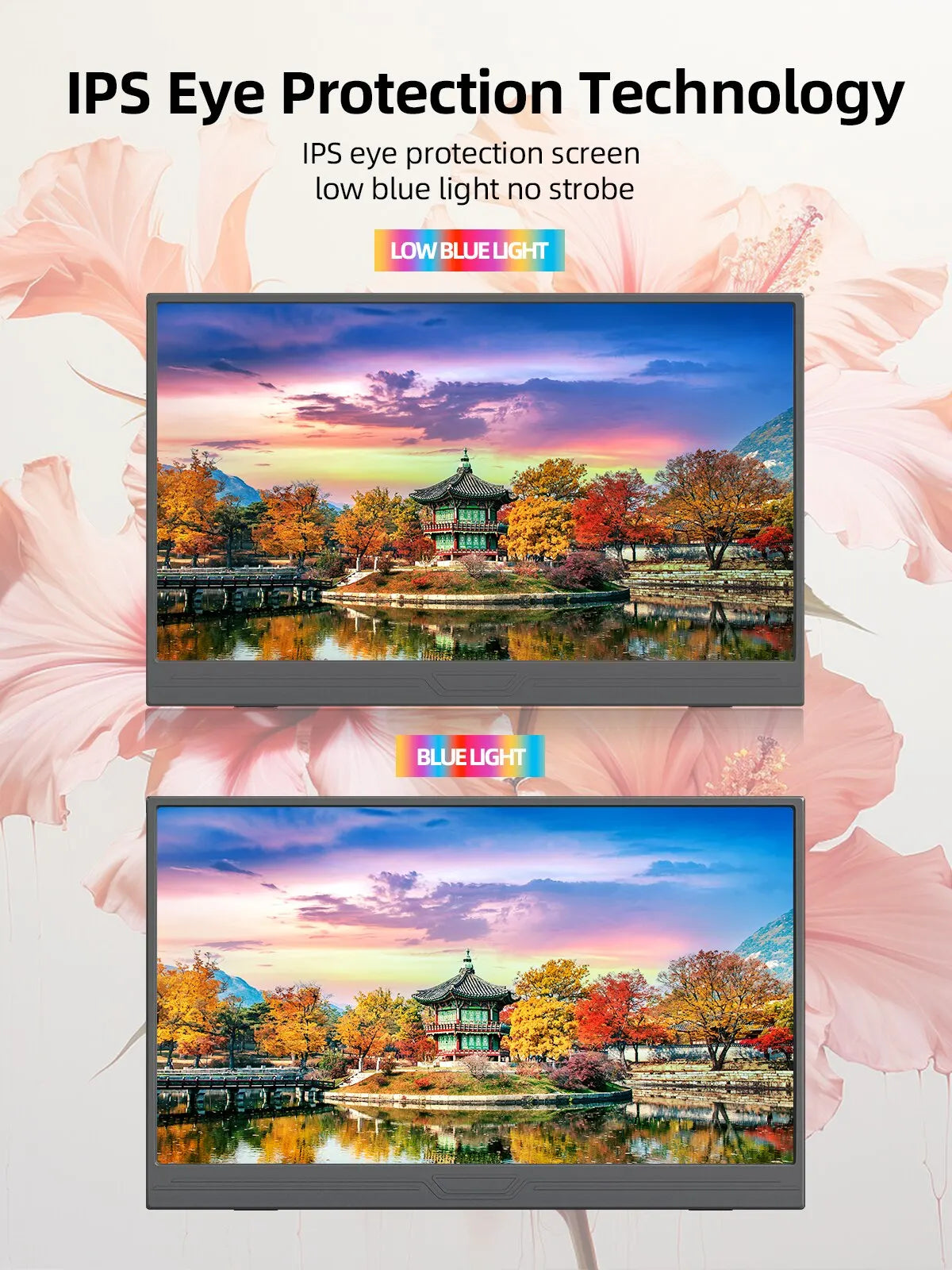 15.6-Inch Portable Monitor 1080P HDR 16:9 Low Blue Light For Xbox PS4 / 5 Switch Cell Phone PC Laptop Extension