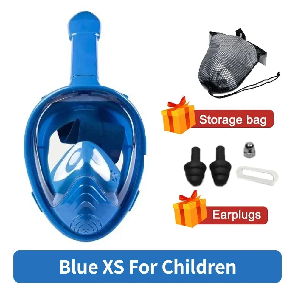 NEW Adults XL /Kids XS Size Full Face Snorkel Mask - Professional Anti-Fog Diving Goggles, Underwater Scuba Swimming Equipment
