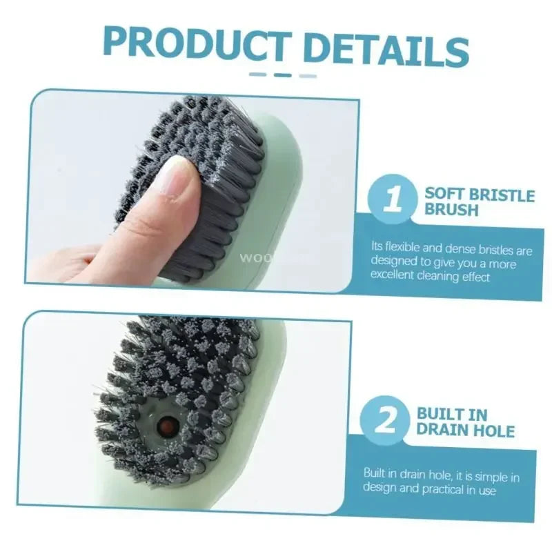 NEW Arrivals 4PCS Set Green/White Fashion Multifunction Shoes Sport Sneakers Boots Brush Soft Bristled Liquid Filled Up Wash Shoe Cleaning House Accessories Clean Kitchen Tools