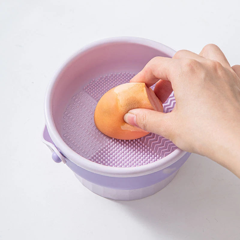 Multifunctional Silicone Makeup Brush Cleaner Makeup Egg Cleaner Powder Puff Drying Holder