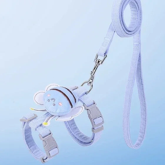 NEW Arrivals S-M Size Cat Leash Anti Breakaway Outdoor Leash Cat Carrier Adjustable Collar Bee Leash for Small and Medium Pets