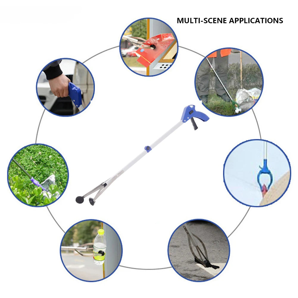 3PCS Folding Garbage Picker Household Aluminum Alloy Trash Grabber Waste Leaves Pick Cleaning Up Clip Garden Cleaning Tool