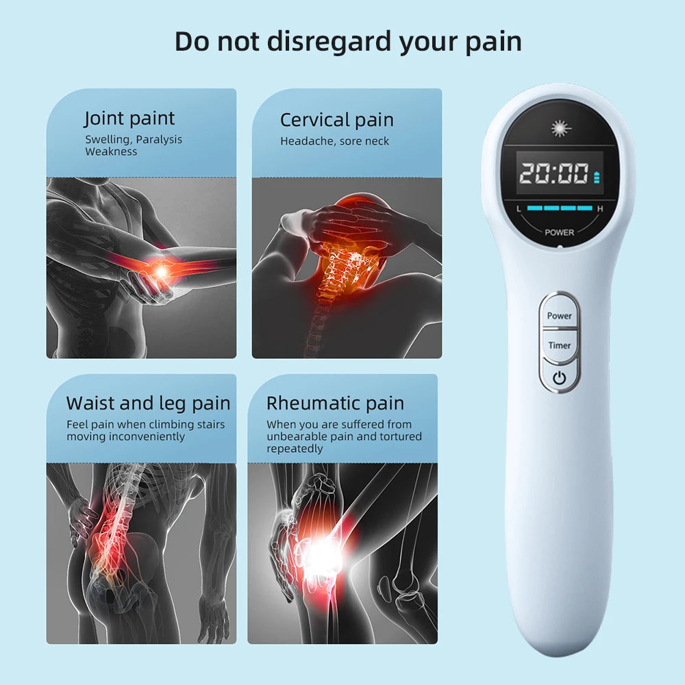 Semiconductor Laser Physiotherapy Instrument 650nm 808nm Red Light Physiotherapy Massage Device for Relief Joint and Muscle Pain
