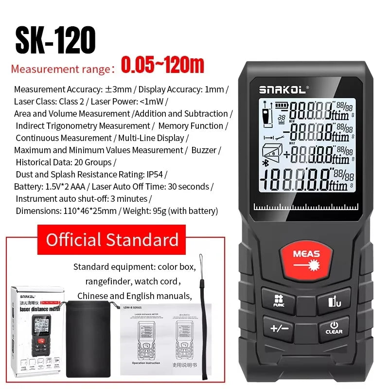 NEW Arrivals 100-120M Laser Distance Meter Professional Rangefinder with Digital Tape Measure Functionality, Precision Ruler